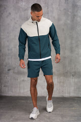 SOLAR WINDBREAKER JACKET & SHORT SET- ASH/TEAL