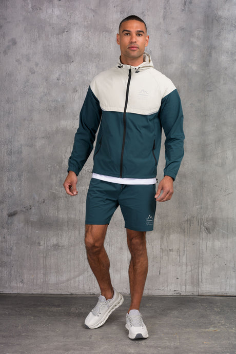 SOLAR WINDBREAKER JACKET & SHORT SET- ASH/TEAL