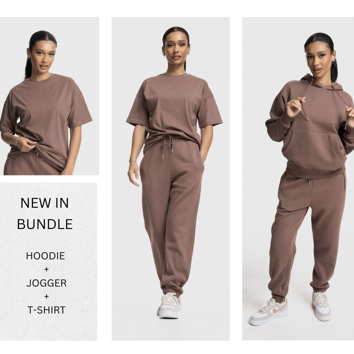 Bundle Pack - Beck & Hersey LOUNGE Tracksuit & T-shirt Set - Cappuccino