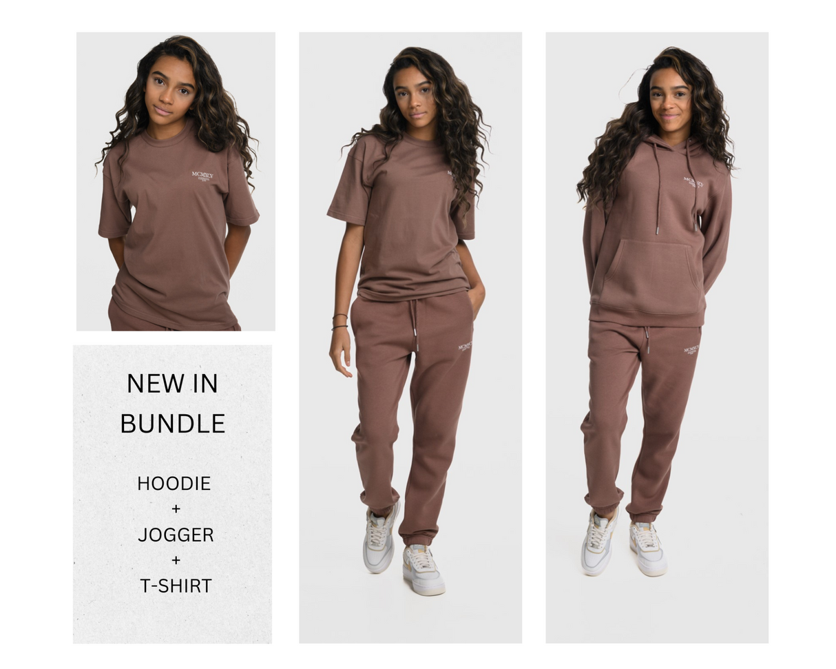 Bundle Pack - Beck & Hersey GLACIER Girls Tracksuit & T-Shirt Set - Cappuccino