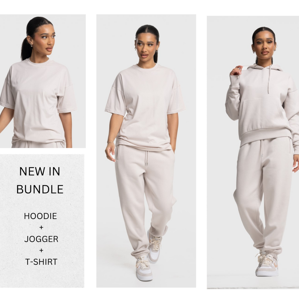 Bundle Pack - Beck & Hersey LOUNGE Tracksuit & T-shirt Set - Off White