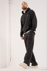 ZEUS OPEN HEM FULL ZIP TRACKSUIT - BLACK