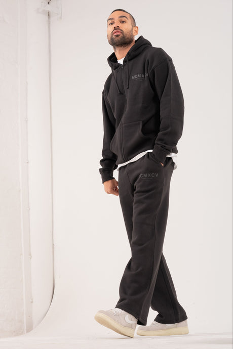ZEUS OPEN HEM FULL ZIP TRACKSUIT - BLACK