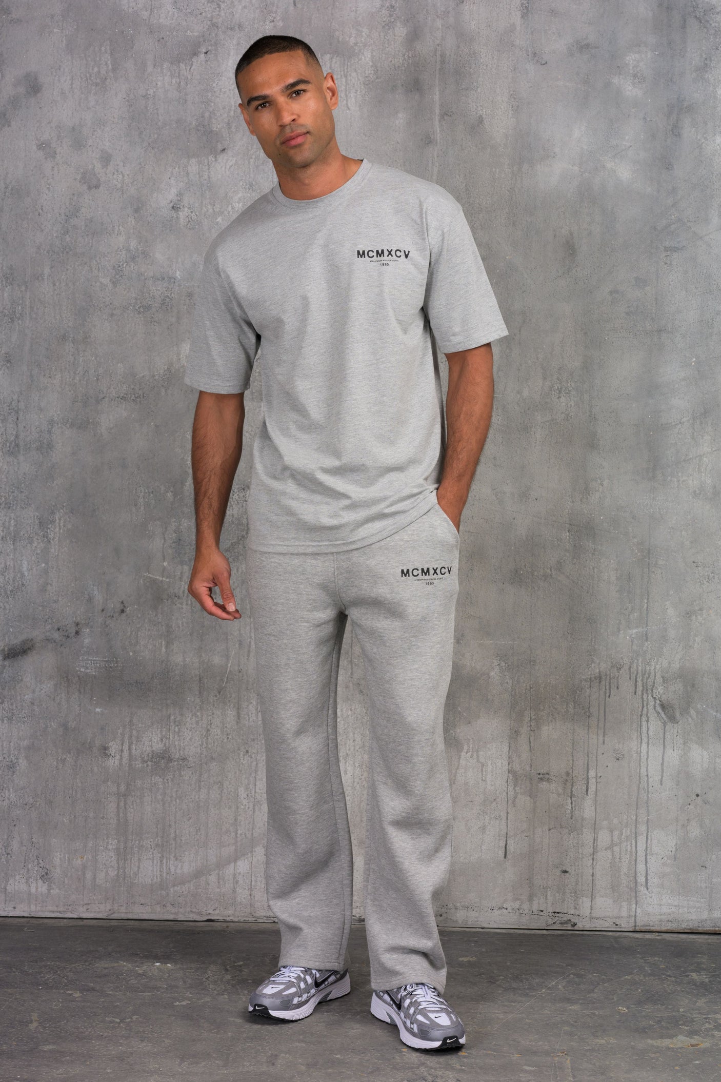 ZEUS TEE & OPEN JOGGER SET - GREY MARL