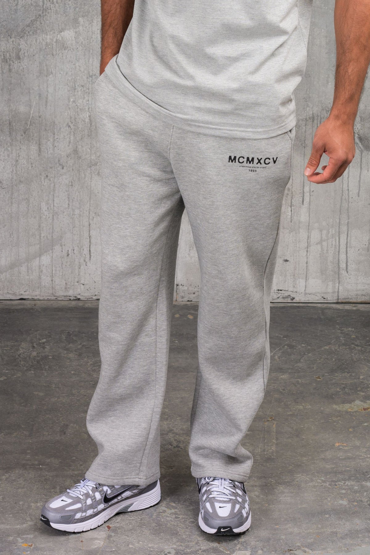 ZEUS OPEN HEM JOGGERS - GREY MARL