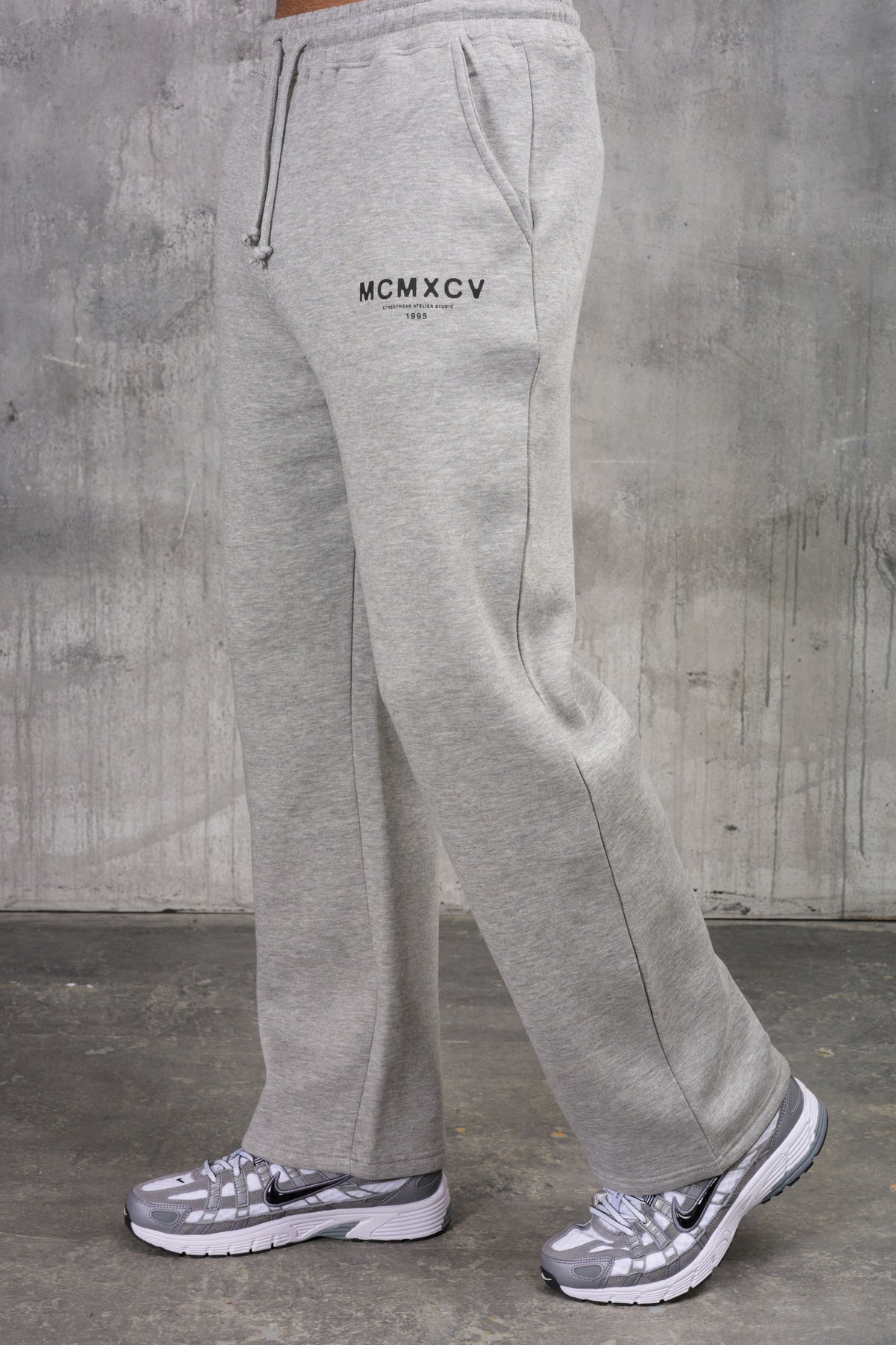 ZEUS OPEN HEM JOGGERS - GREY MARL