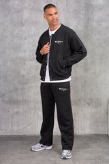 ZEUS VARSITY JACKET & OPEN JOGGER - BLACK