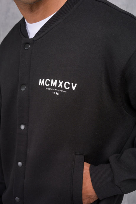 ZEUS VARSITY JACKET & OPEN JOGGER - BLACK