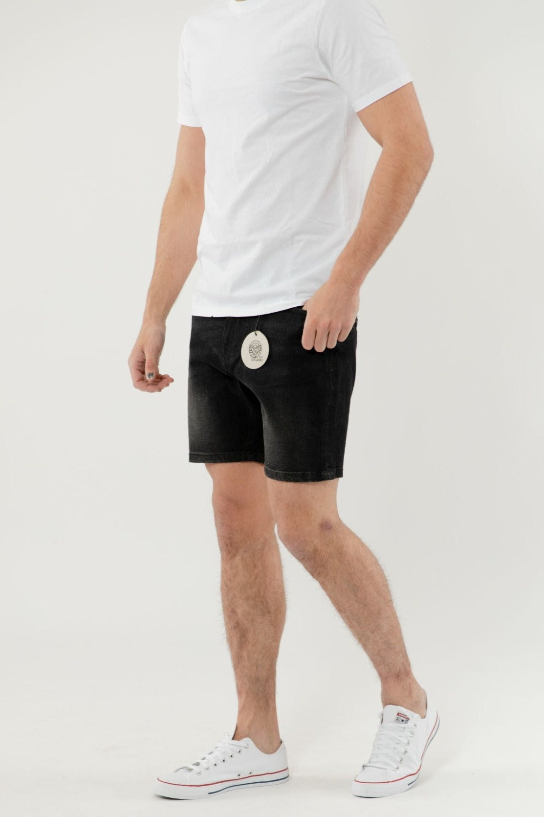 Slim Fit Denim Shorts - Washed Black
