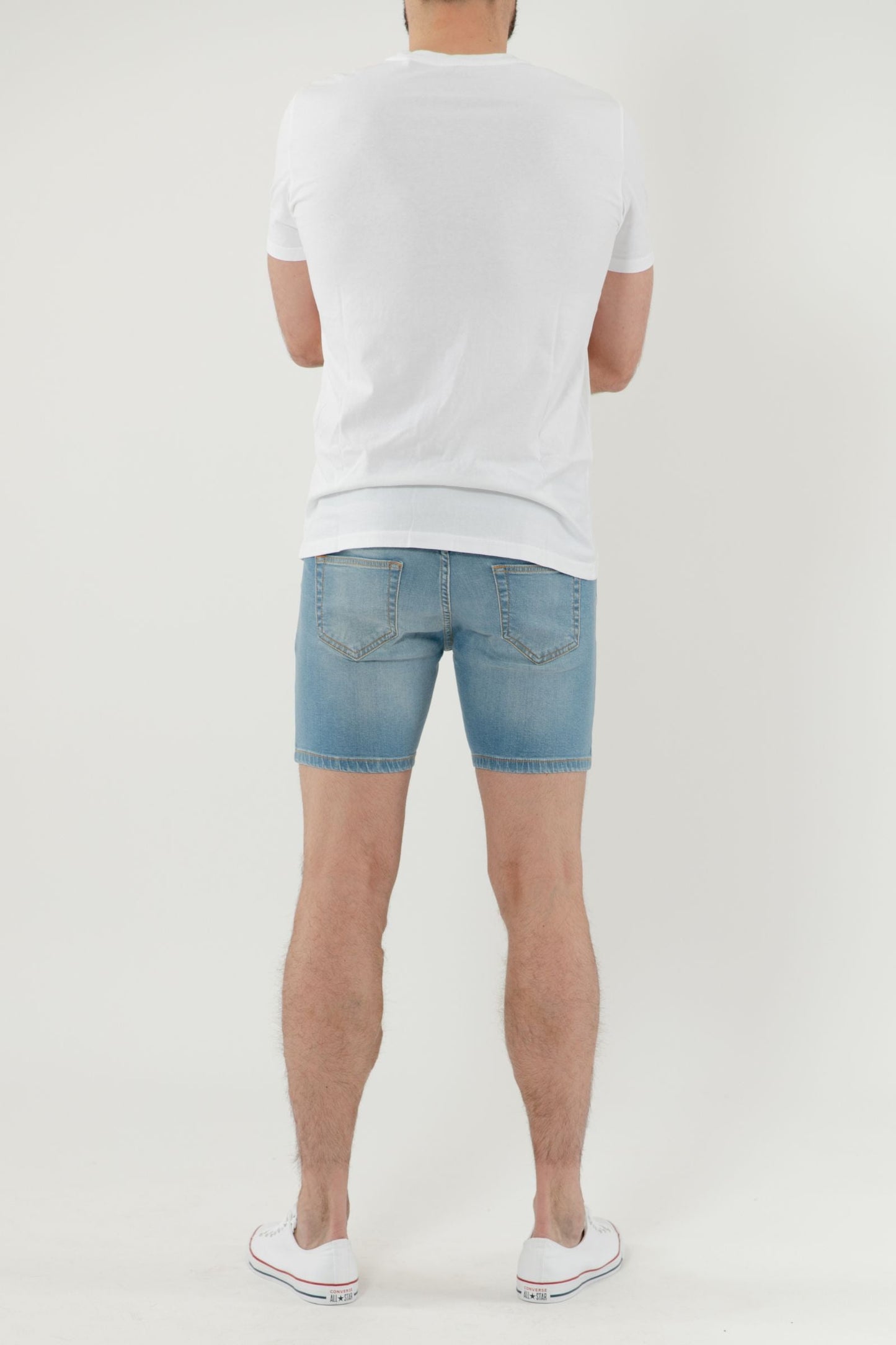 Skinny Fit Denim Shorts - Light Blue