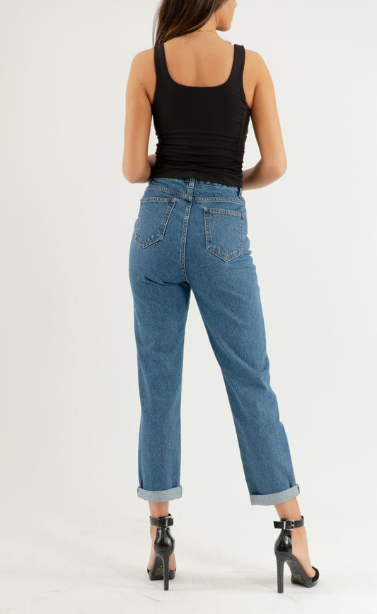 POPPY Slim MOM Jeans - Mid Blue