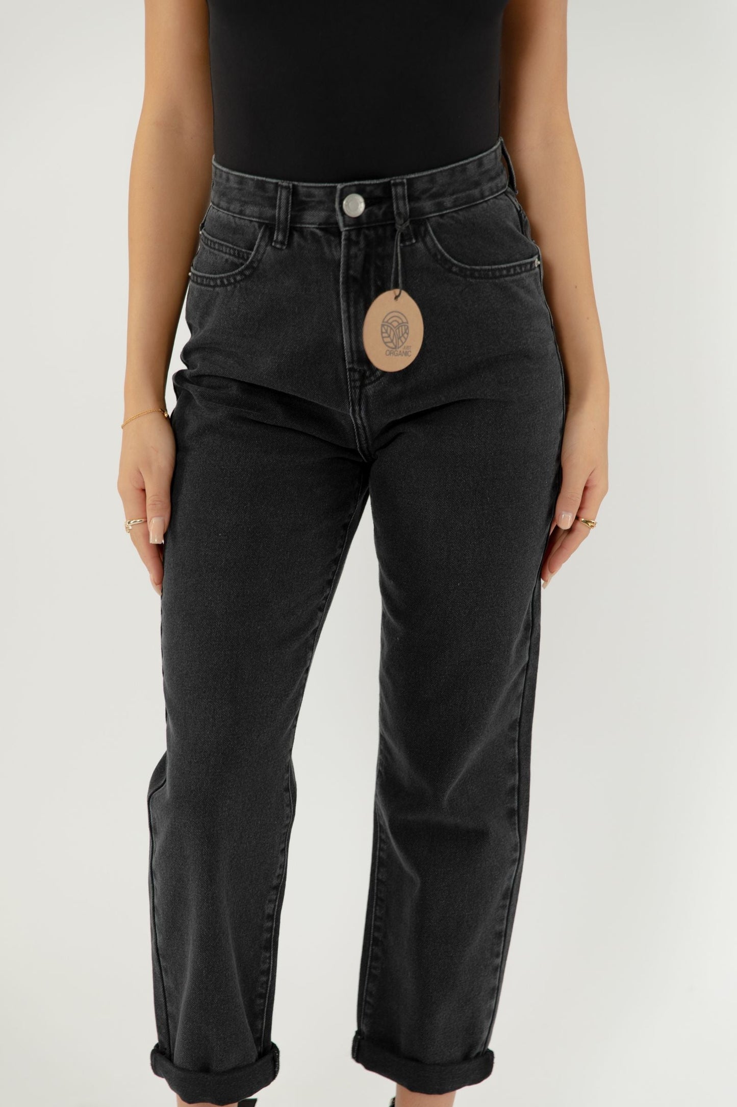 POPPY Slim MOM Jeans - Washed Black